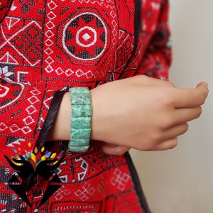 دستبند جید سبز طرح دار اصل درشت گوهرافشان
