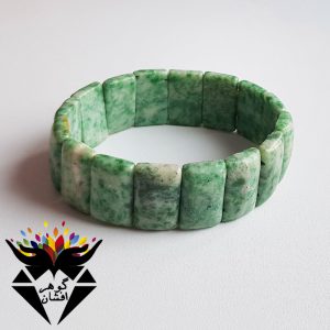 دستبند جید سبز طرح دار اصل درشت گوهرافشان